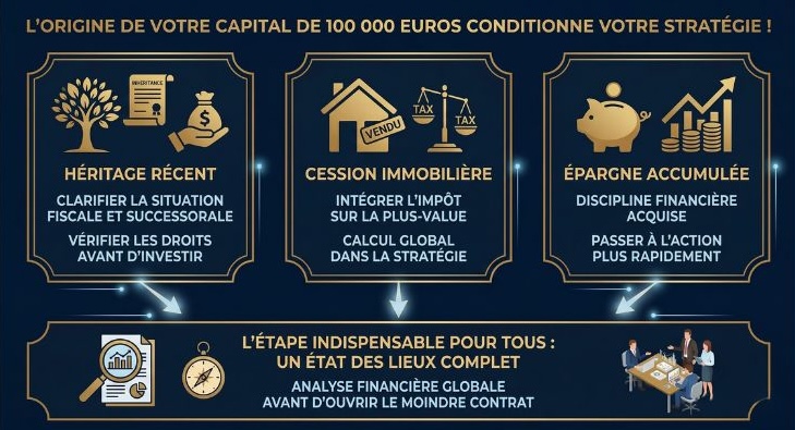 que faire avec 100000 euros - origine et stratégie